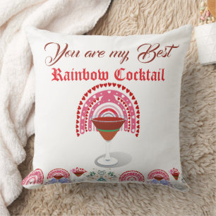 Coussin Romantique Rainbow Cocktail Valentine Hearts Flora