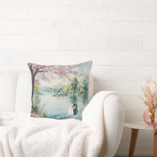 Coussin Romantique Swans Lake Amour