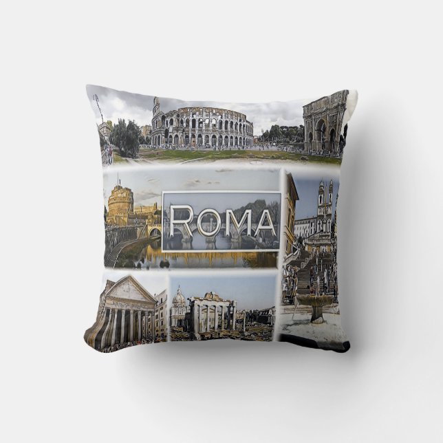 Coussin Rome ^ Colisée - Arc de Constantin - Panthéon (Recto)