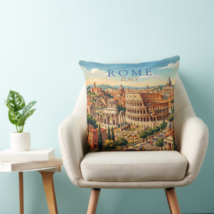 Coussin Rome Italie Colisée Voyage Art Vintage