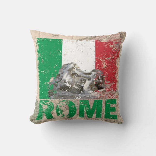 Coussin Rome Italie Distorsion Drapeau sur la carte de l'E (Recto)