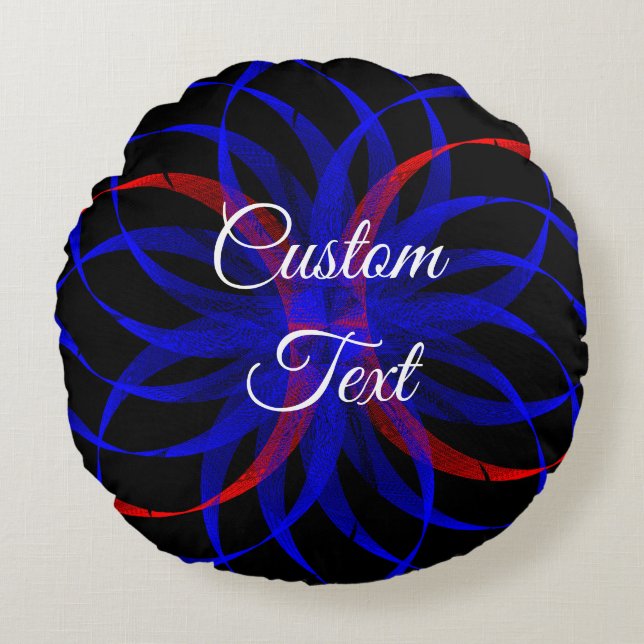 Coussin rond à accents double bleuet (Devant)
