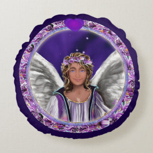 Coussin rond à âme violette