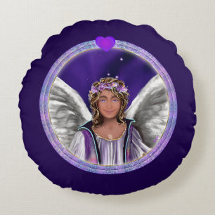 Coussin rond à âme violette