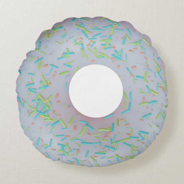 Coussin rond à beignets glacé blanc (Devant)