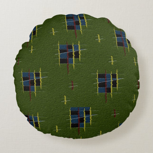 Coussin rond à branche d'olivier (Devant)