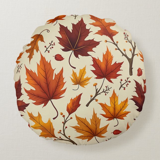 Coussin rond à l'automne (Devant)