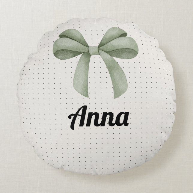 Coussin rond à mâche verte (Devant)
