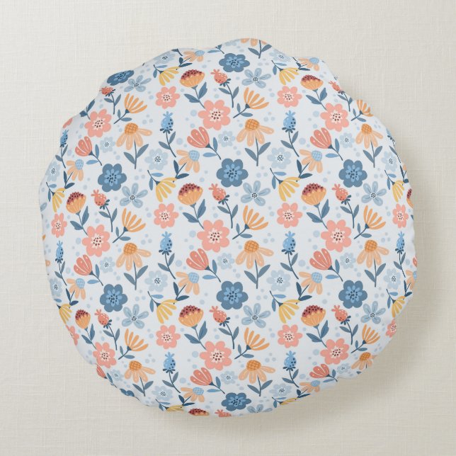 Coussin rond à motif floral (Dos)