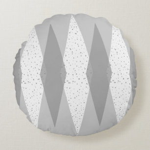 Coussin rond à motifs de losanges gris moderne de