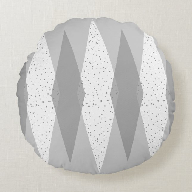 Coussin rond à motifs de losanges gris moderne de (Devant)