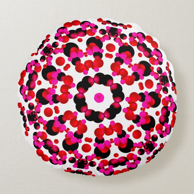 Coussin rond à motifs ornementaux (Devant)