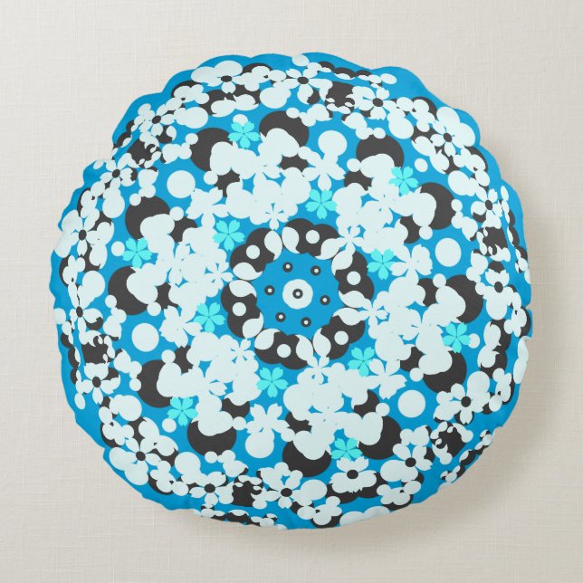 Coussin rond à motifs ornementaux (Devant)