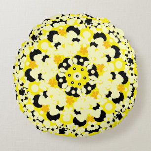 Coussin rond à motifs ornementaux