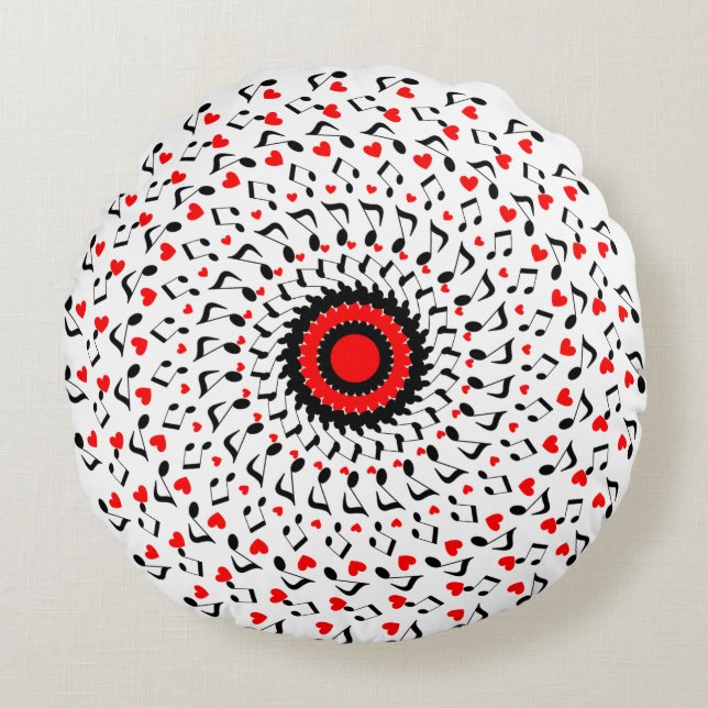 Coussin rond à motifs ornementaux (Devant)