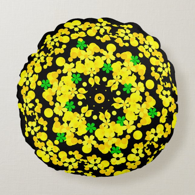 Coussin rond à motifs ornementaux (Devant)