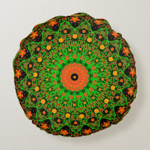 Coussin rond à motifs ornementaux