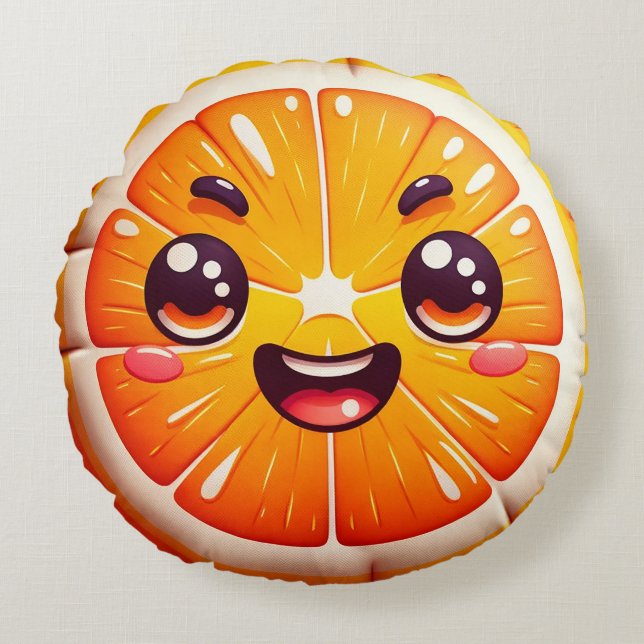 Coussin rond à tranche orange - Whimsical (Devant)