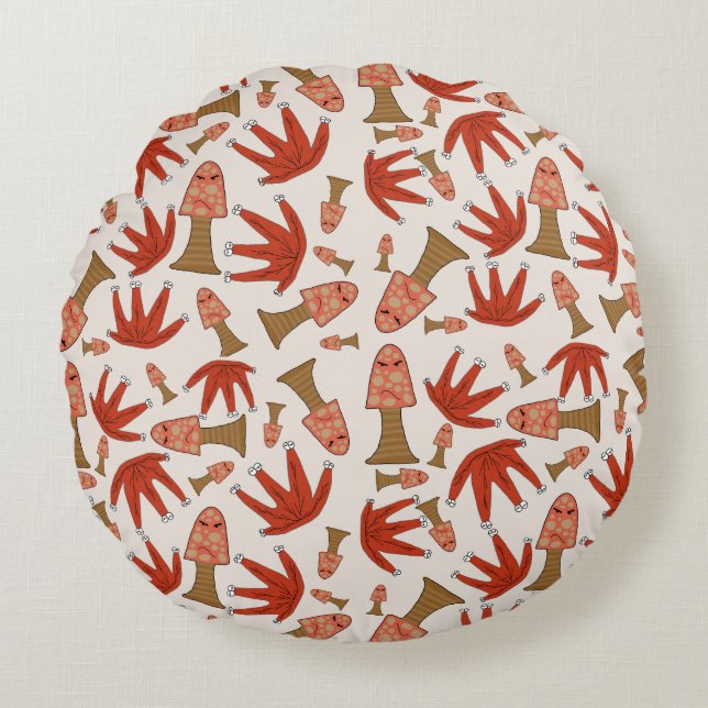 Coussin Rond Amis de la Forêt d'Automne – Joli Cha (Devant)