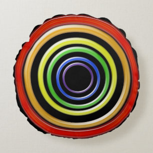 Coussin rond - Anneaux aux couleurs arc-en-ciel