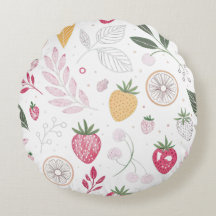 Coussin rond aux agrumes de fraise