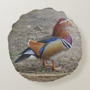 Coussin rond aux oiseaux colorés