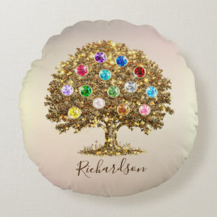 Coussin rond avec arbre de famille