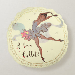 Coussin rond avec design noir Ballerina