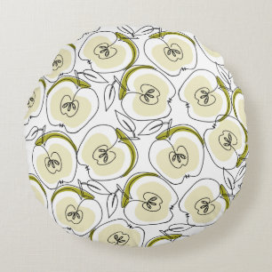 Coussin rond avec pomme dessinée en une seule lign