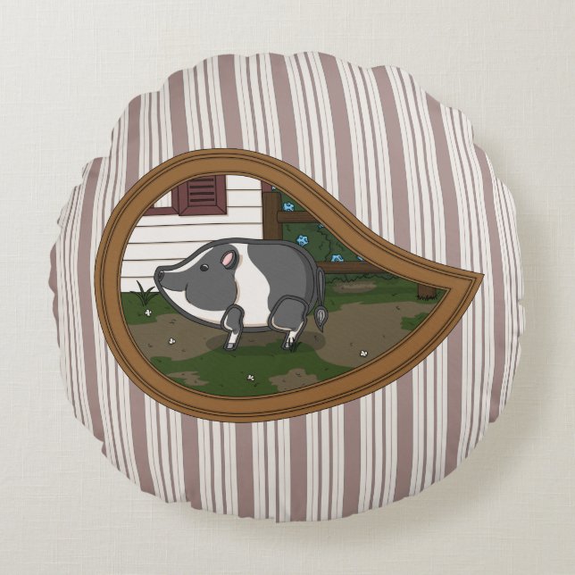Coussin Rond Basil le Cochon (Devant)
