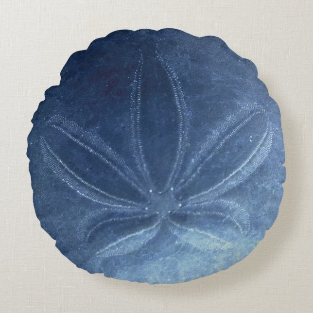 Coussin rond bleu du dollar de sable (Devant)