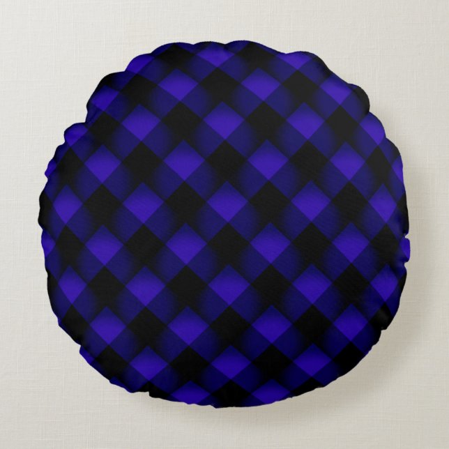 Coussin rond bleu noir (Devant)