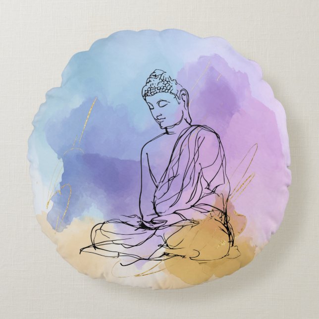 Coussin rond Bouddha | Méditation zen (Devant)