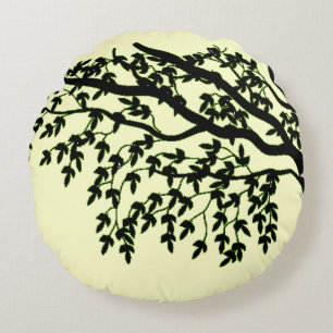Coussin rond - Branches fragiles (vert)
