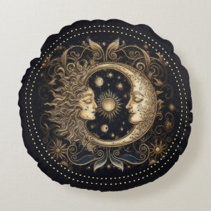 Coussin rond céleste de la Lune Solaire