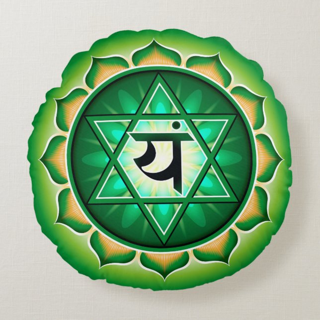 Coussin rond Chakra Anahata Yoga (Devant)