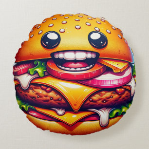 Coussin rond Cheeseburger - Whimsical