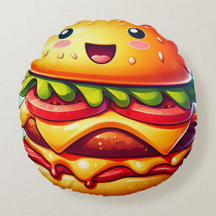 Coussin rond Cheeseburger - Whimsical