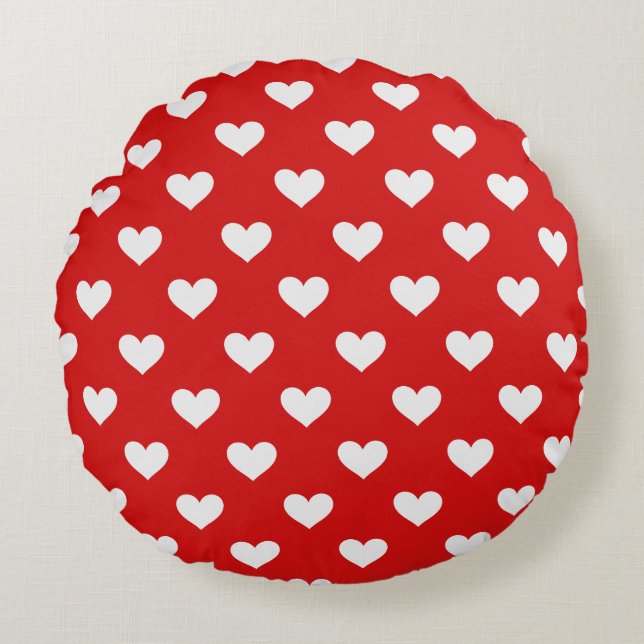 Coussin Rond Cœurs d'Amour Rouges pour la Saint-Va (Devant)