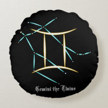 Coussin Rond Constellation du Zodiaque Gémeaux