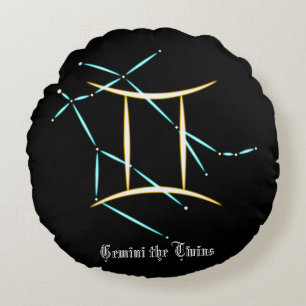 Coussin Rond Constellation du Zodiaque Gémeaux