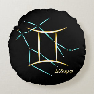 Coussin rond constellation du zodiaque Gémeaux