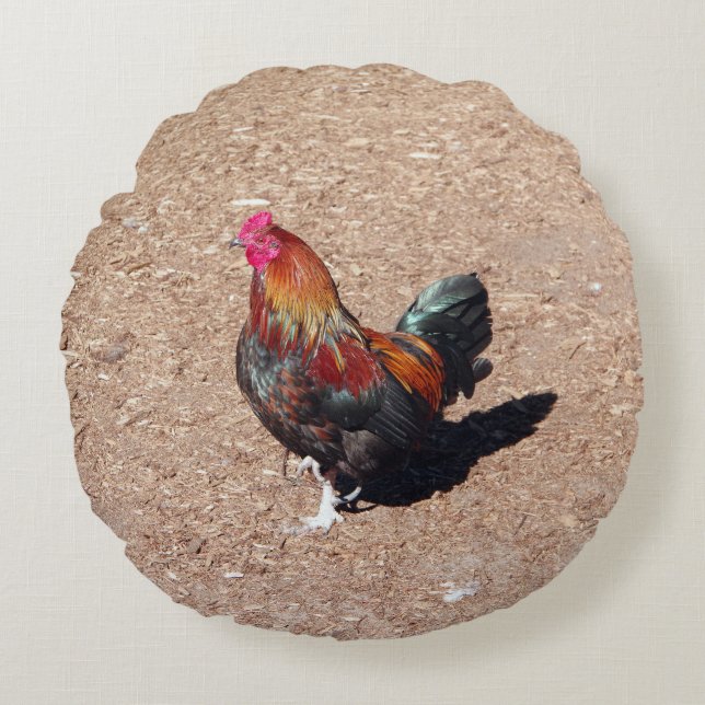Coussin rond Coq en or (Devant)