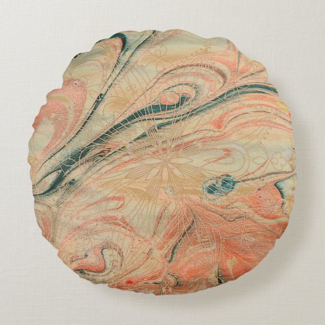 Coussin Rond Corail Océanique (Devant)