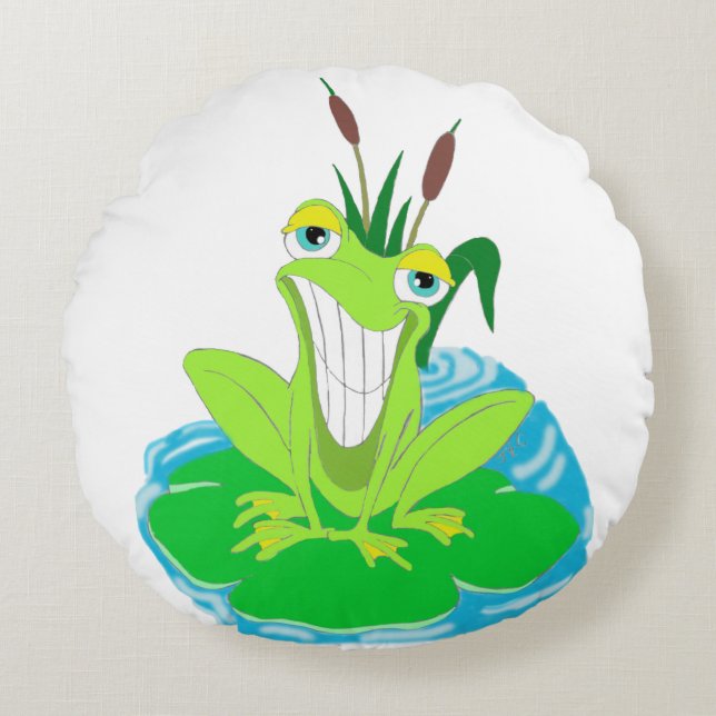Coussin rond Cute Frog (Devant)
