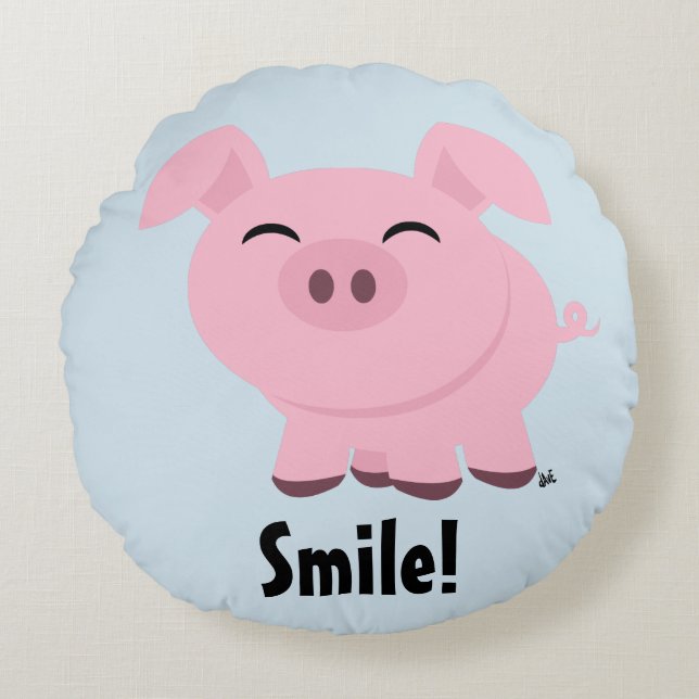 Coussin rond Cute Pig Smile (Devant)