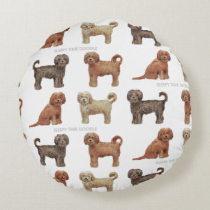Coussin rond d'AMOUR de LABRADOODLE