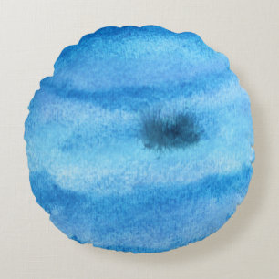 Coussin rond d'aquarelle de planète de Neptune