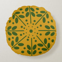 Coussin rond d'art populaire scandinave jaune