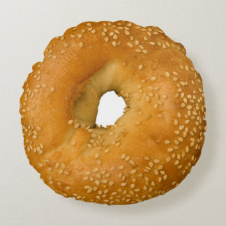 Coussin rond de bagel de sésame